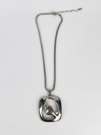 Modernist Silver Tone Pendant Necklace