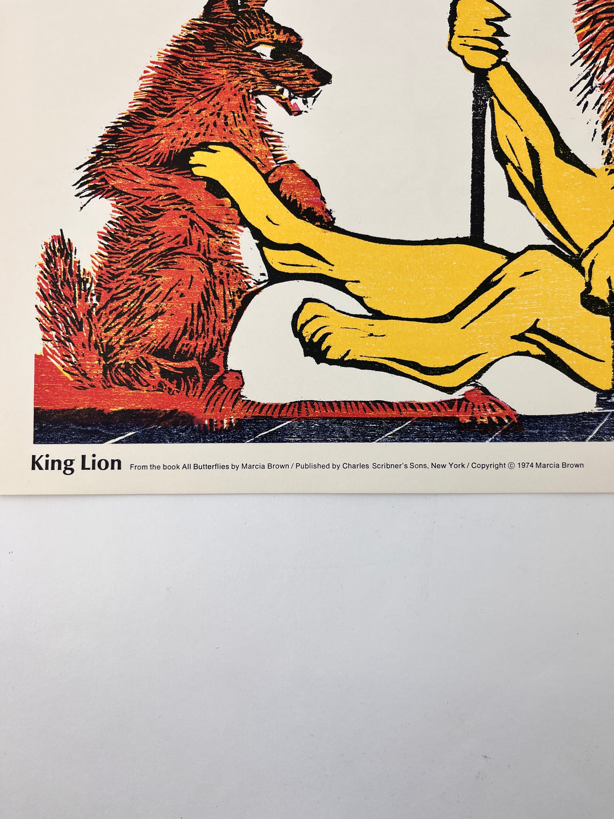 Vintage “King Lion” Lithograph by Marcia Brown, 1974