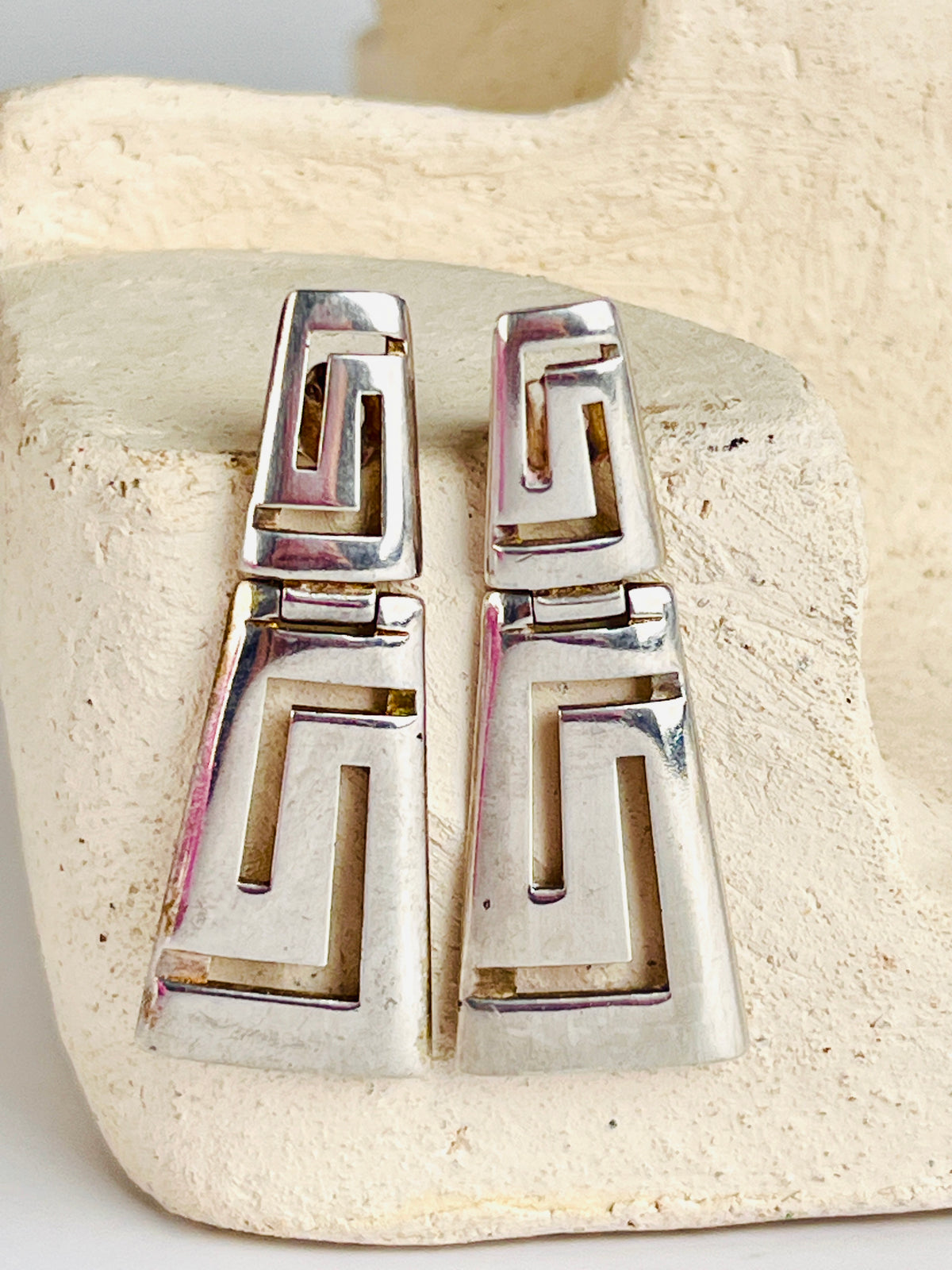 Vintage Sterling Silver Greek Key Earrings