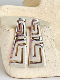 Vintage Sterling Silver Greek Key Earrings
