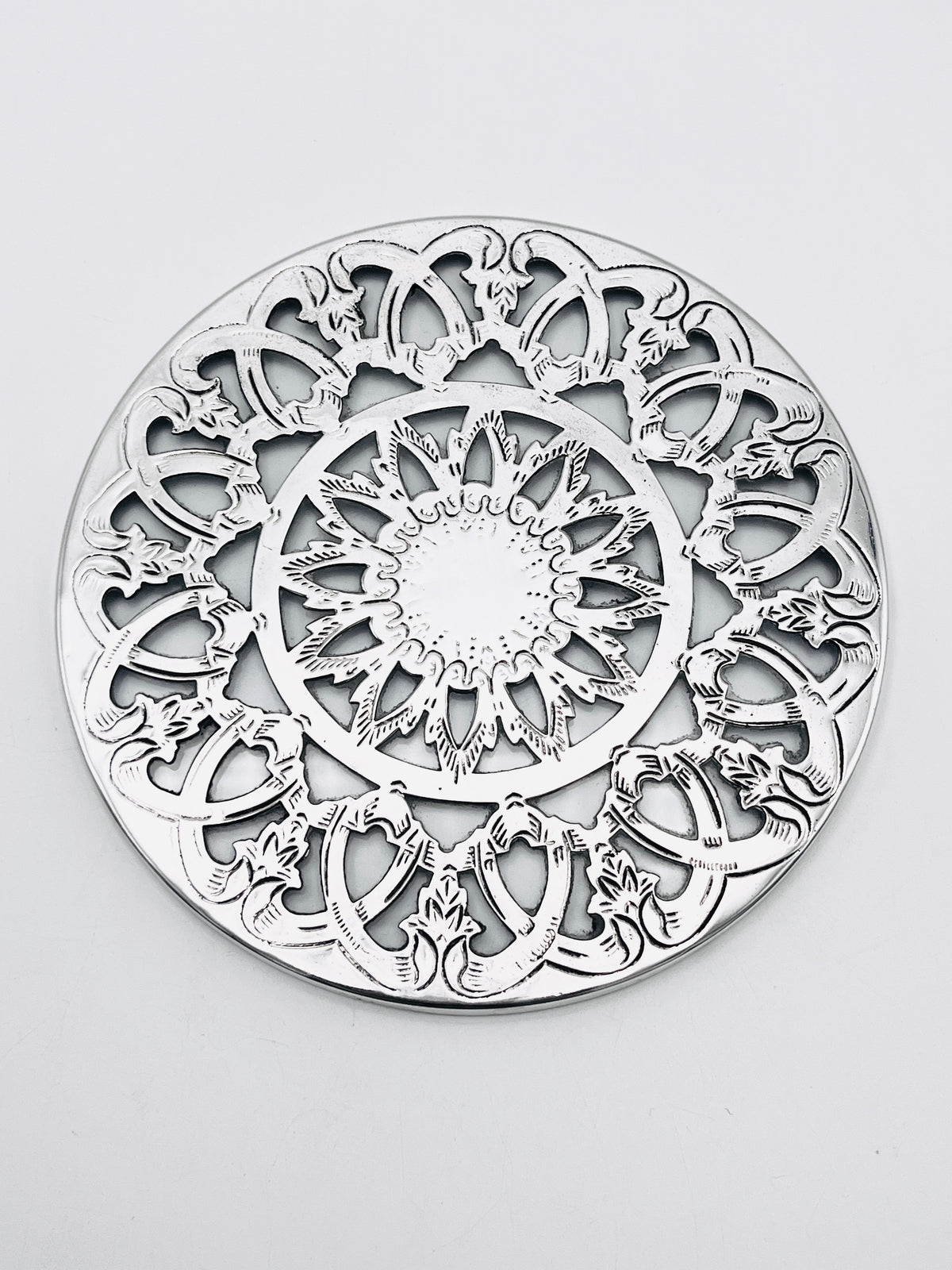 Vintage Silverplate & Glass Trivet