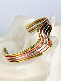 Vintage Modernist Mixed-Metal Taxco Cuff