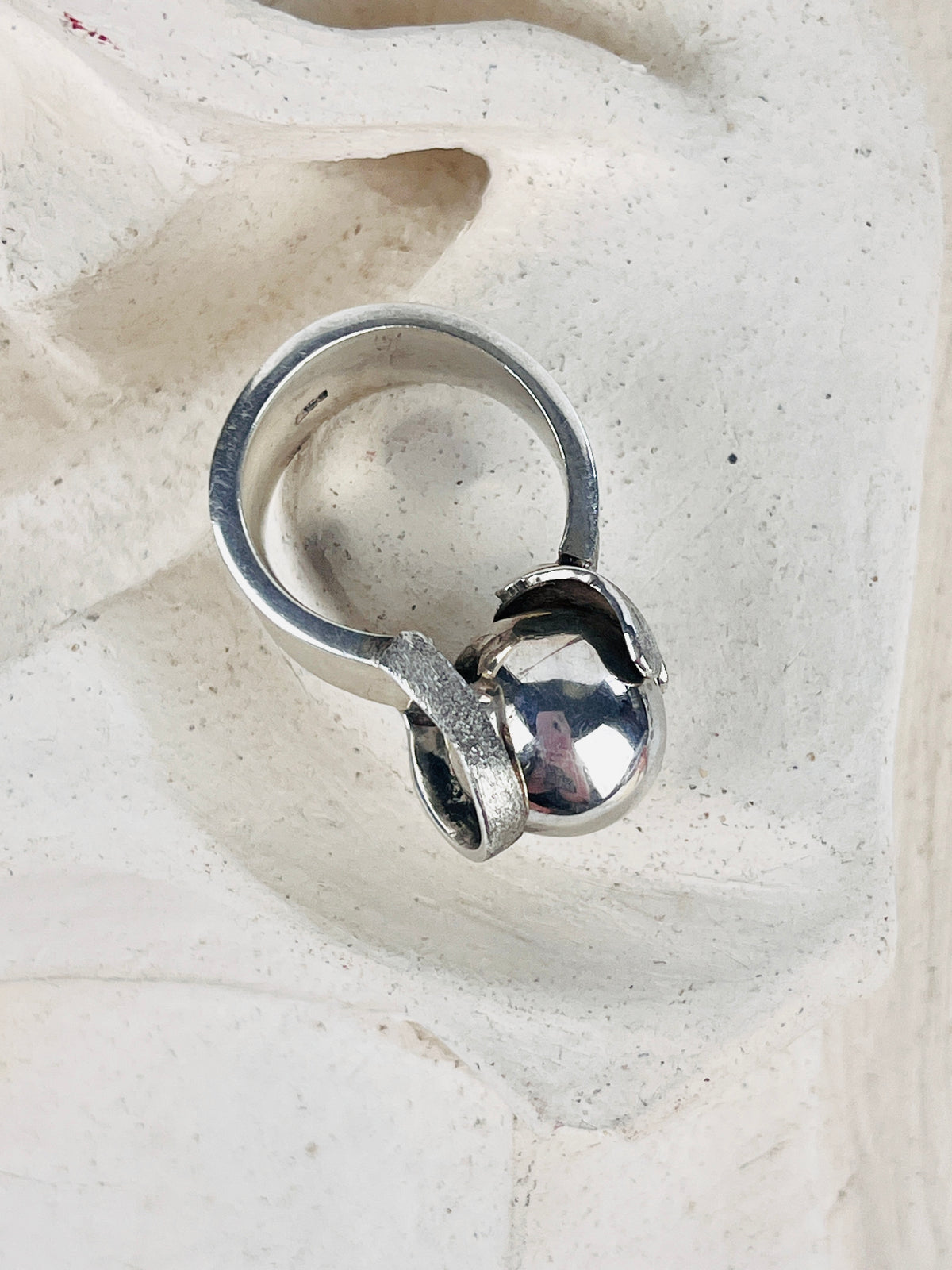 Modernist Sterling Ball Ring