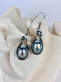 Vintage Osmena Pearl Sterling Calla Lily Earrings