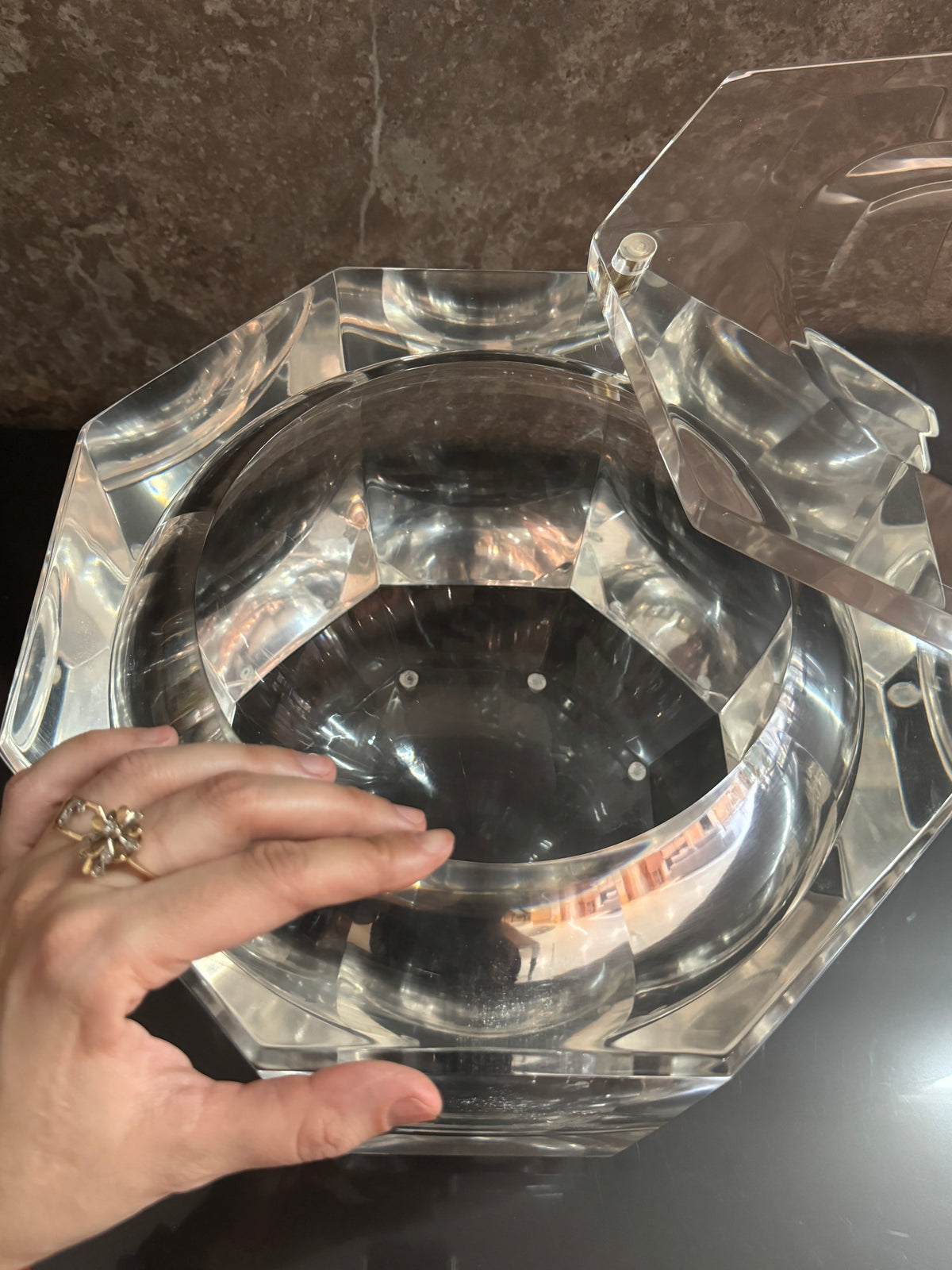 1970s Vintage Alessandro Albrizzi Lucite Ice Bucket