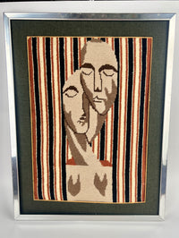 Vintage Handmade Needlepoint Art in Chrome Frame