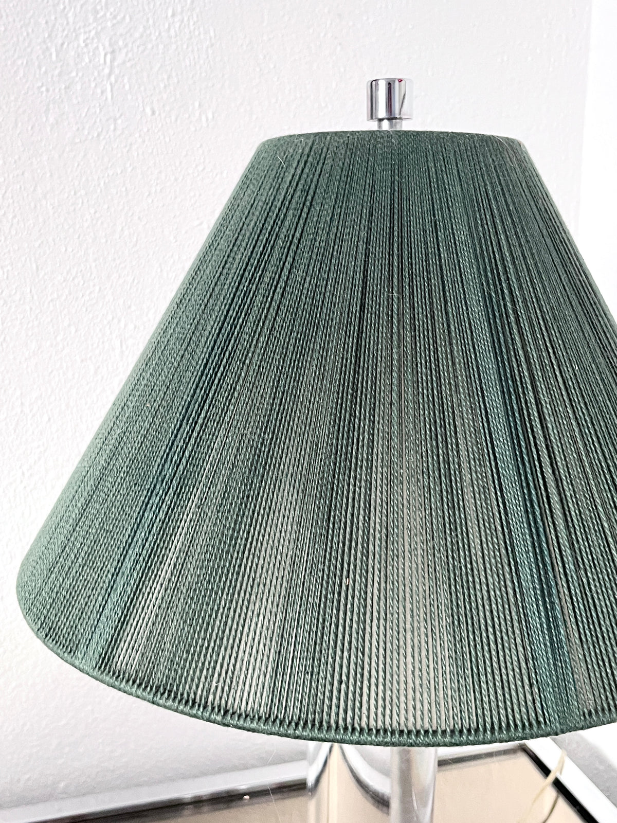 Vintage Lucite & Chrome Lamps with Shades by Frederick Cooper Chicago, A Pair