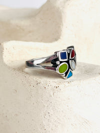 Vintage Modernist Sterling Multi-Stone Ring