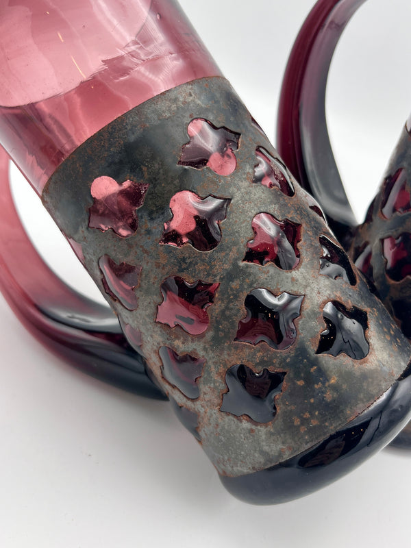 Vintage Brutalist Caged Glass Tankard Mugs by Felipe Derflingher