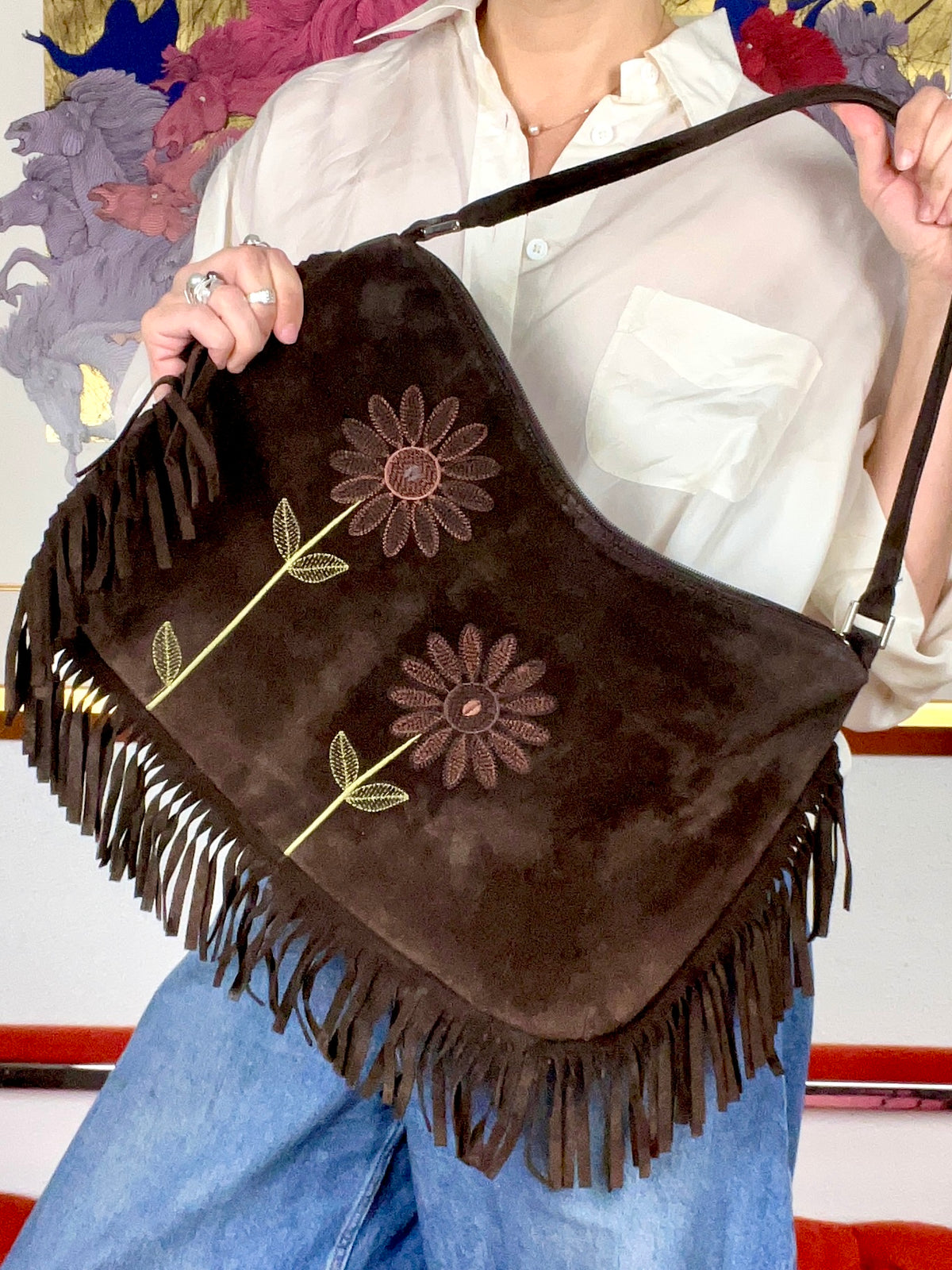 Vintage Italian Leather Fringe Bag