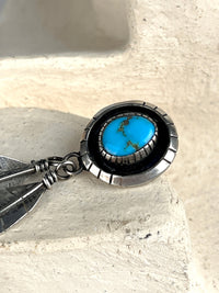 Vintage Navajo Sterling & Turquoise Feather Earrings