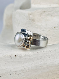 Modernist Sterling Pearl Ring