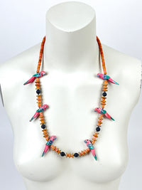 Vintage Carved Wood Parrot Necklace