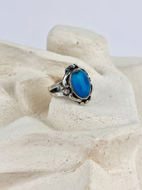 Vintage Navajo Sterling Silver Sleeping Beauty Turquoise Ring
