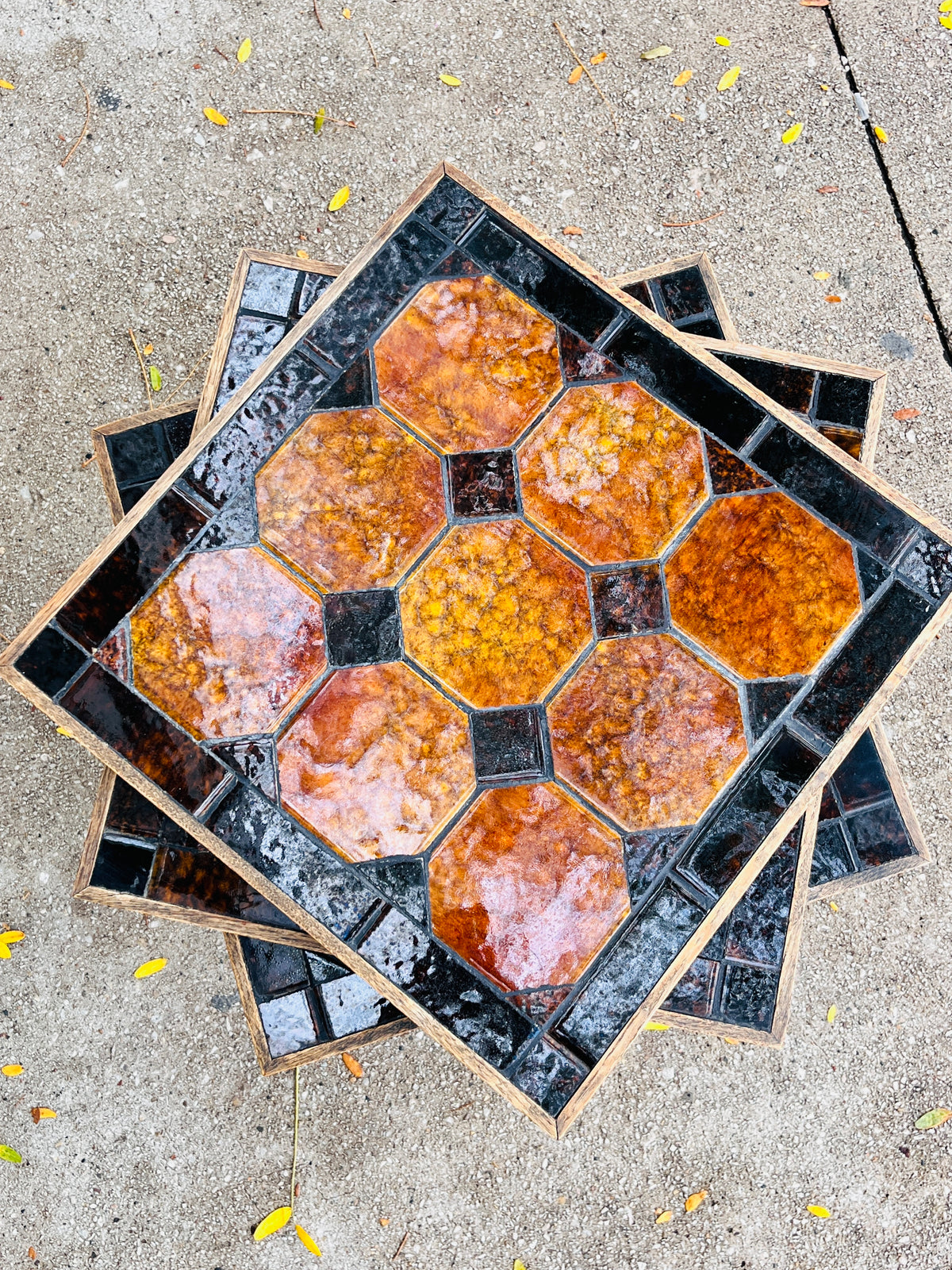 Vintage MCM Tile Top Stacking Tables, Set of 3