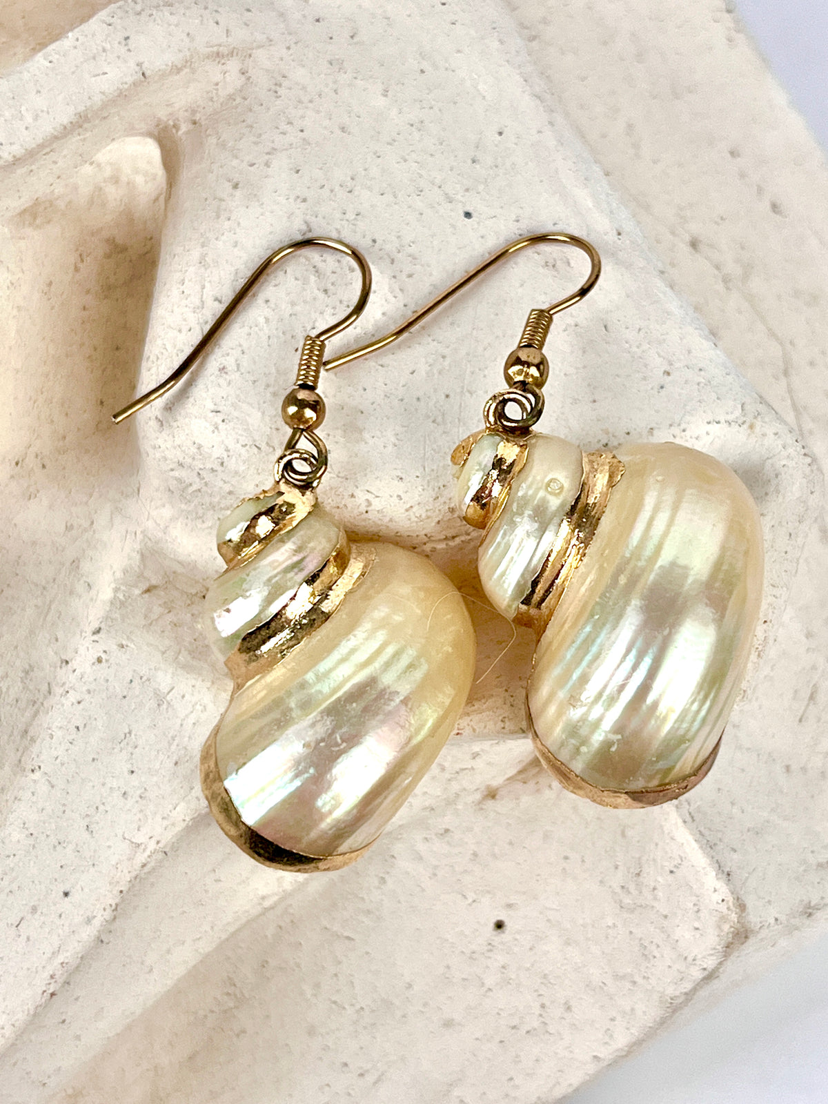 Vintage Gold-Plated Shell Earrings