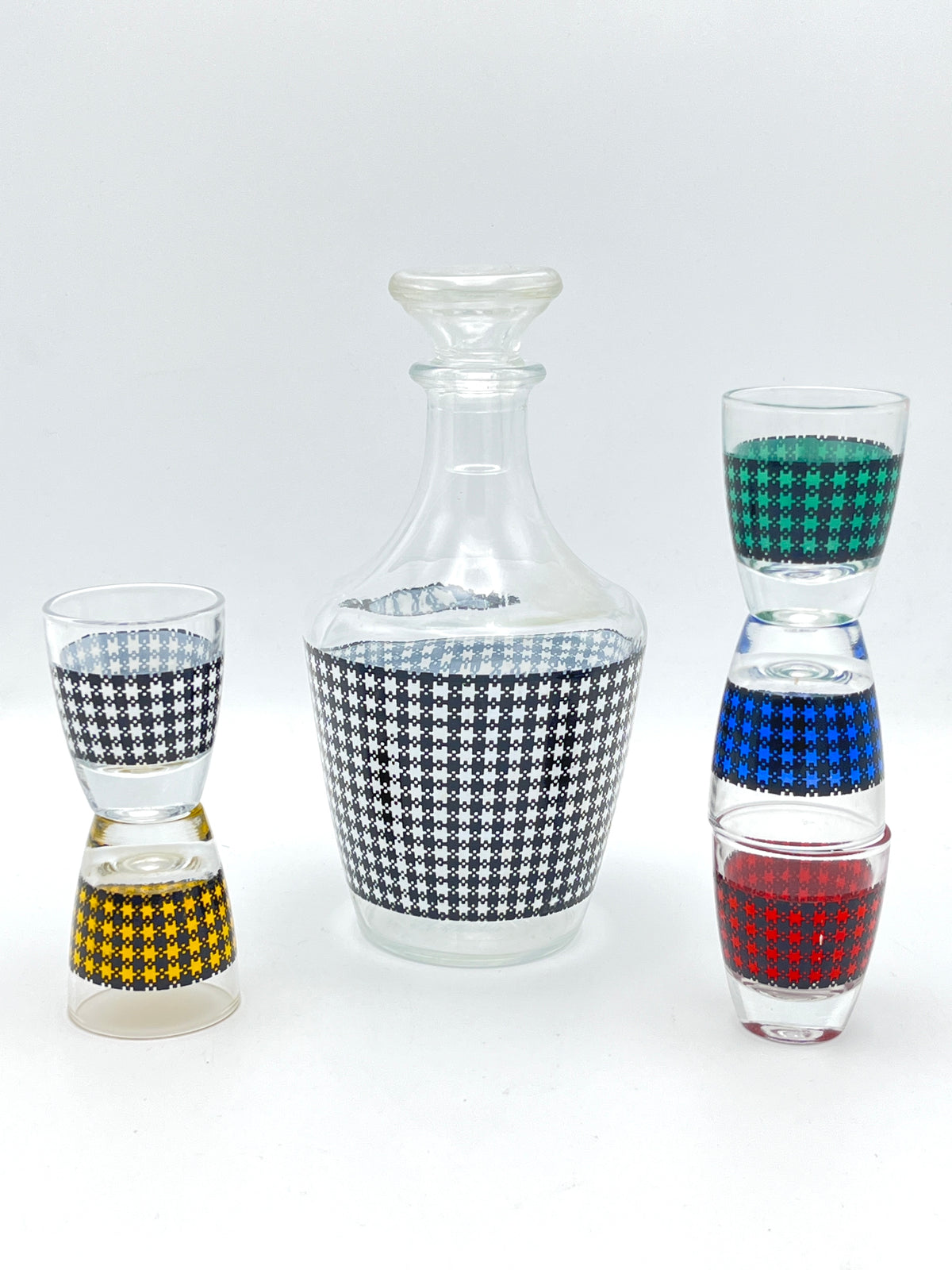 Vintage Houndstooth Decanter Set