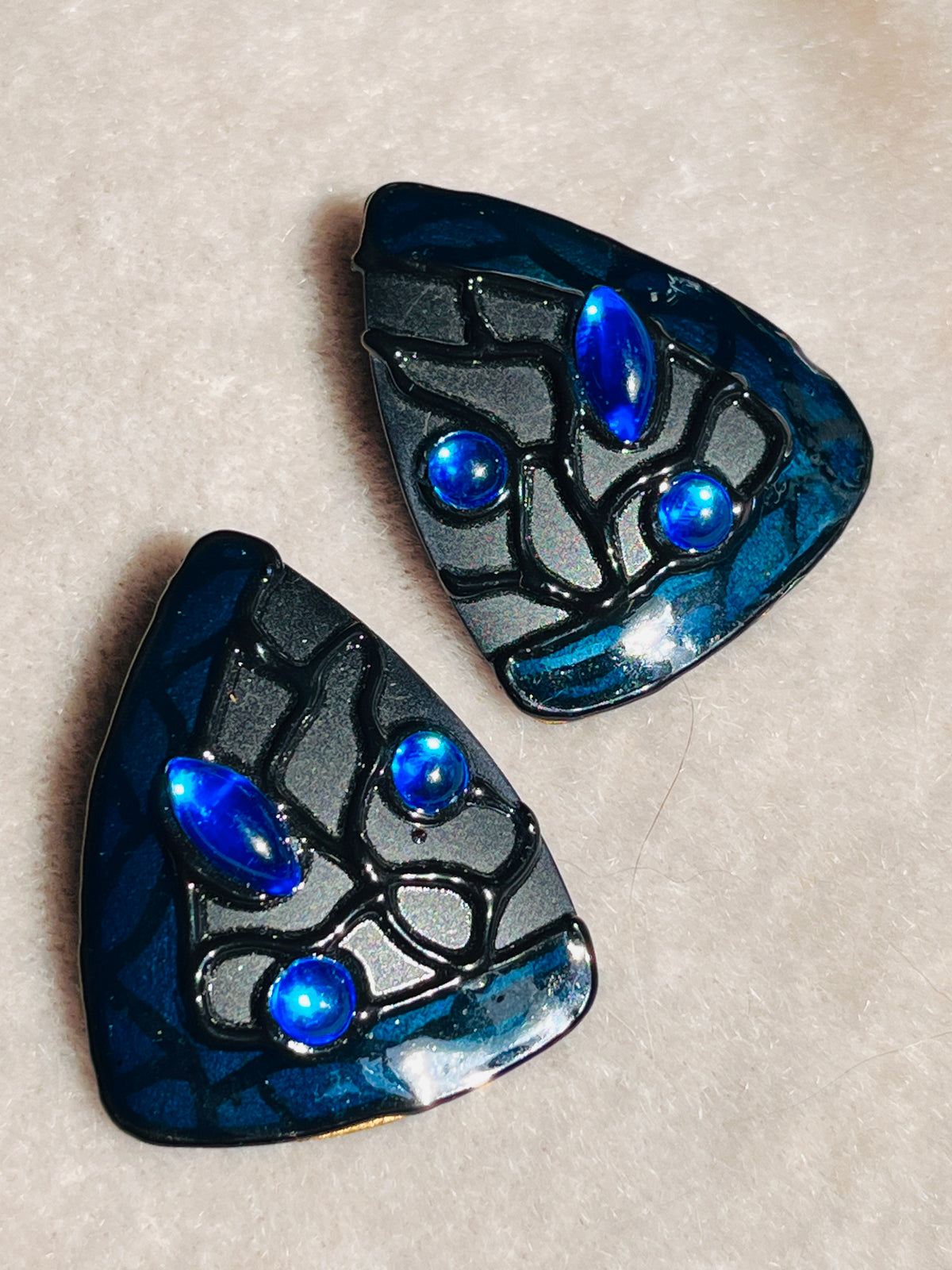 Vintage Enameled Triangle Earrings