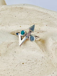 Modernist Sterling & Malachite Ring