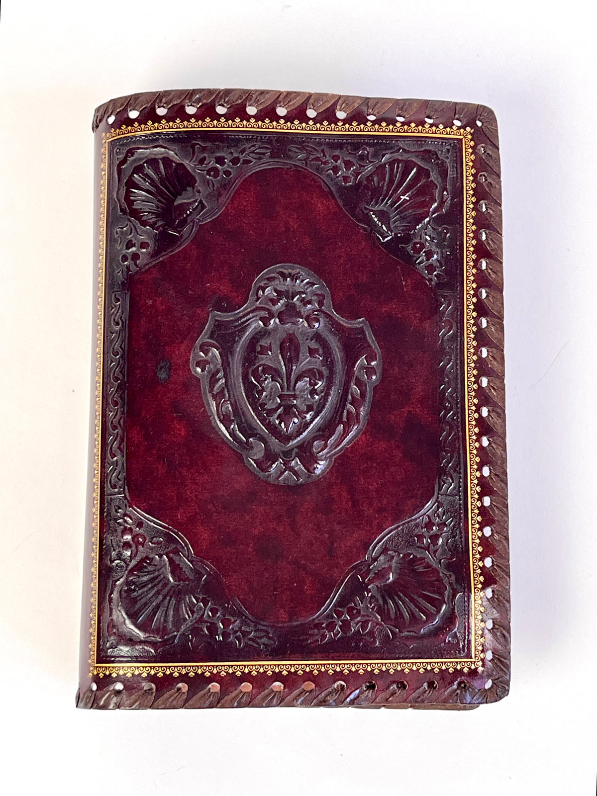 Vintage Italian Embossed Leather Book Cover