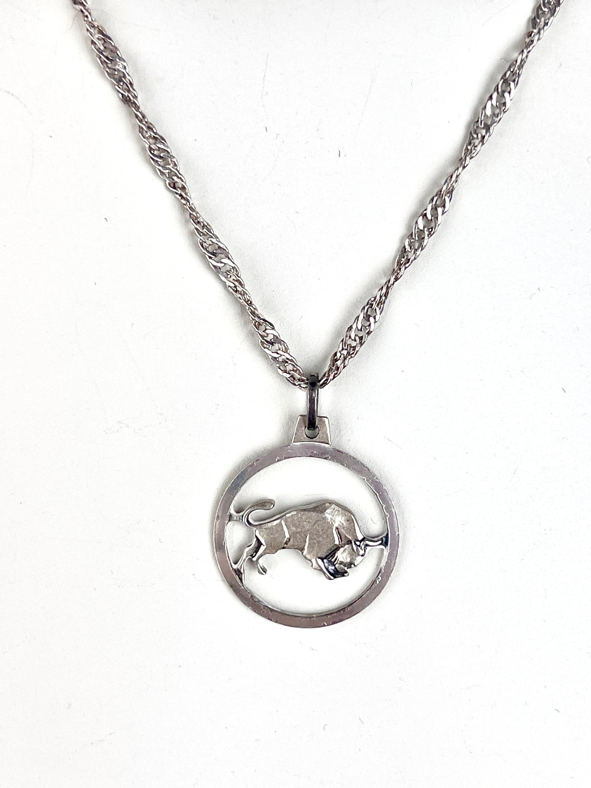 Vintage Sterling Silver Taurus Necklace
