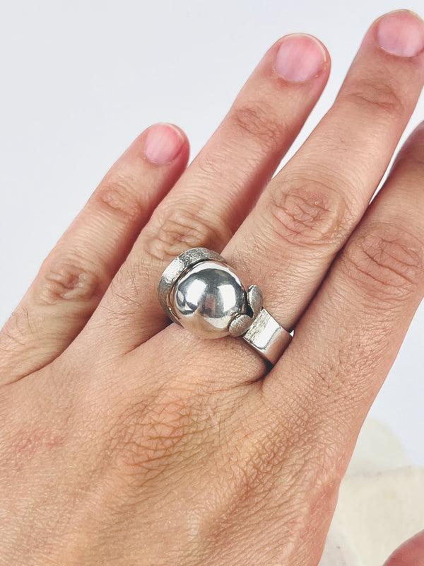 Modernist Sterling Ball Ring