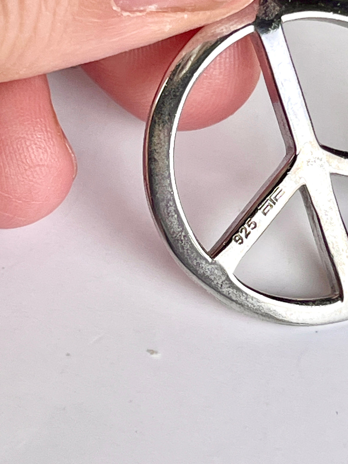 Vintage Sterling Silver Peace Sign Necklace