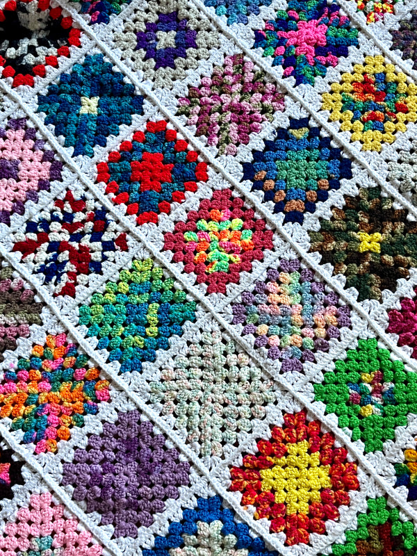 Vintage Multicolor Crochet Blanket