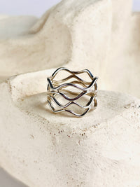 Modernist Sterling Silver Waves Ring