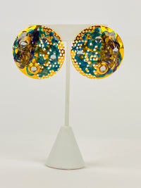 Vintage Enameled Metal Earrings