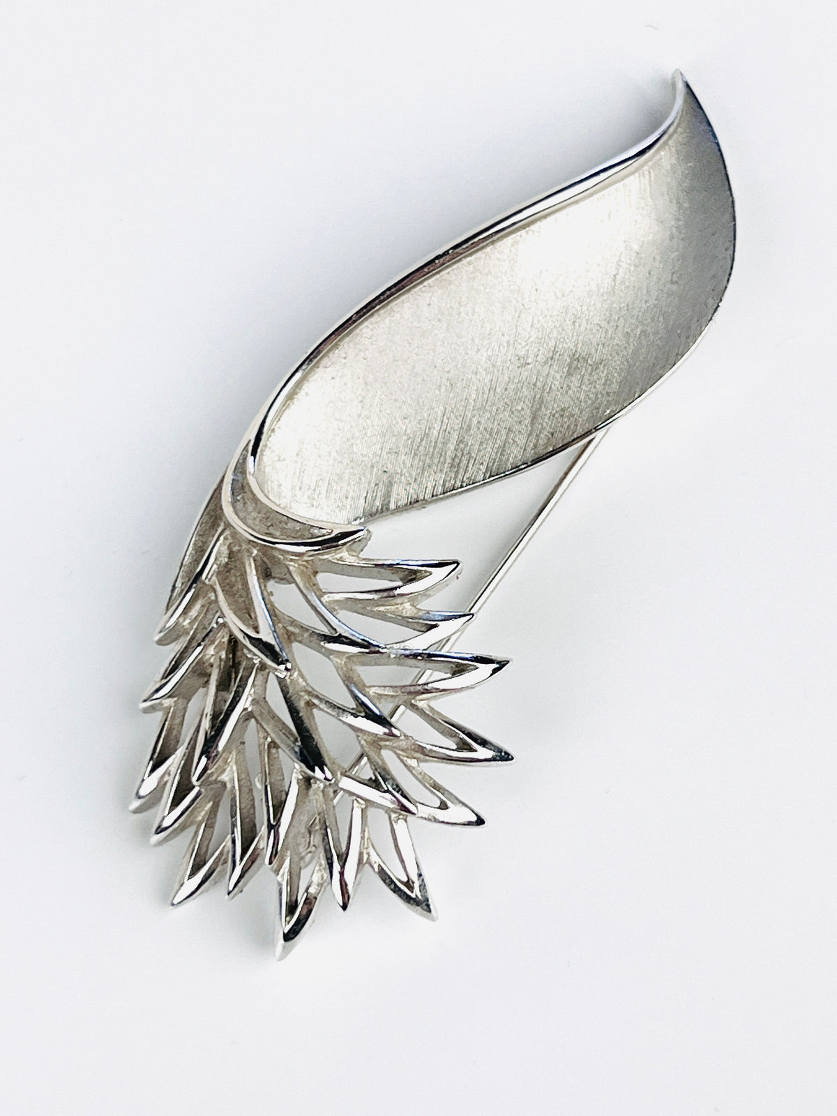 Vintage Crown Trifari Textured Silver Brooch