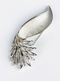 Vintage Crown Trifari Textured Silver Brooch