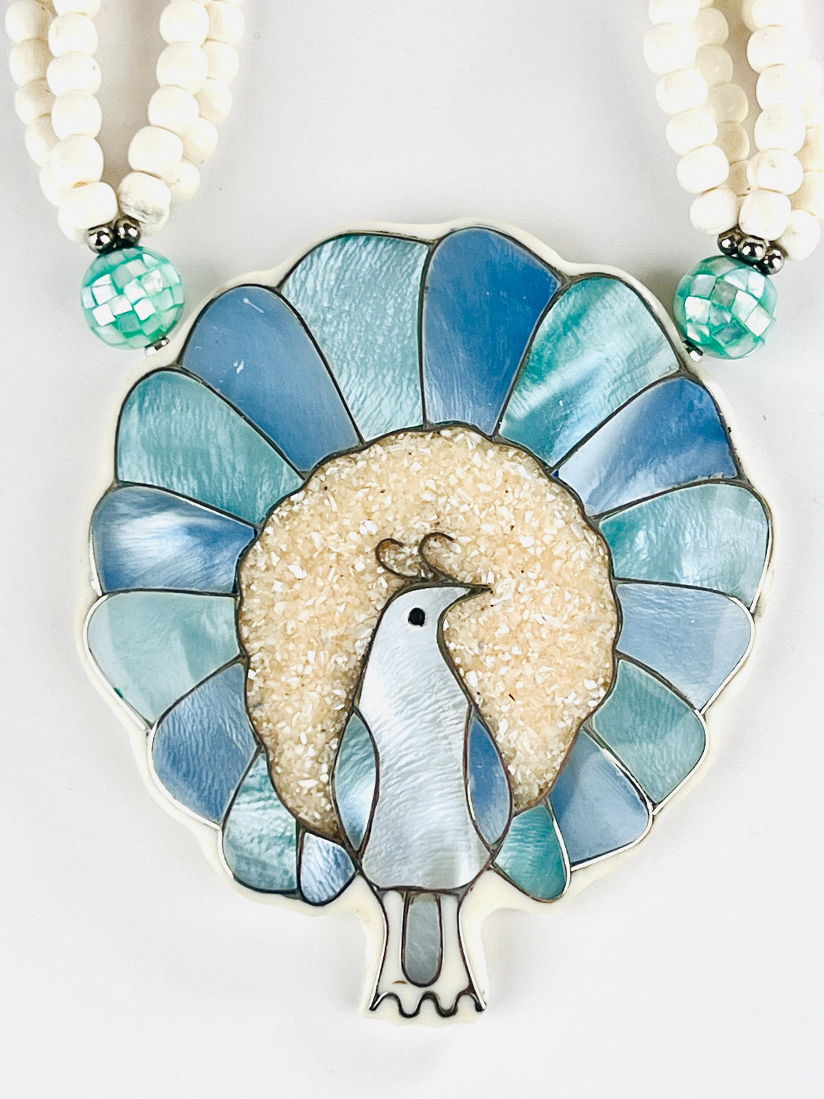 Vintage Mother of Pearl Peacock Necklace