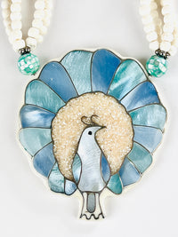 Vintage Mother of Pearl Peacock Necklace