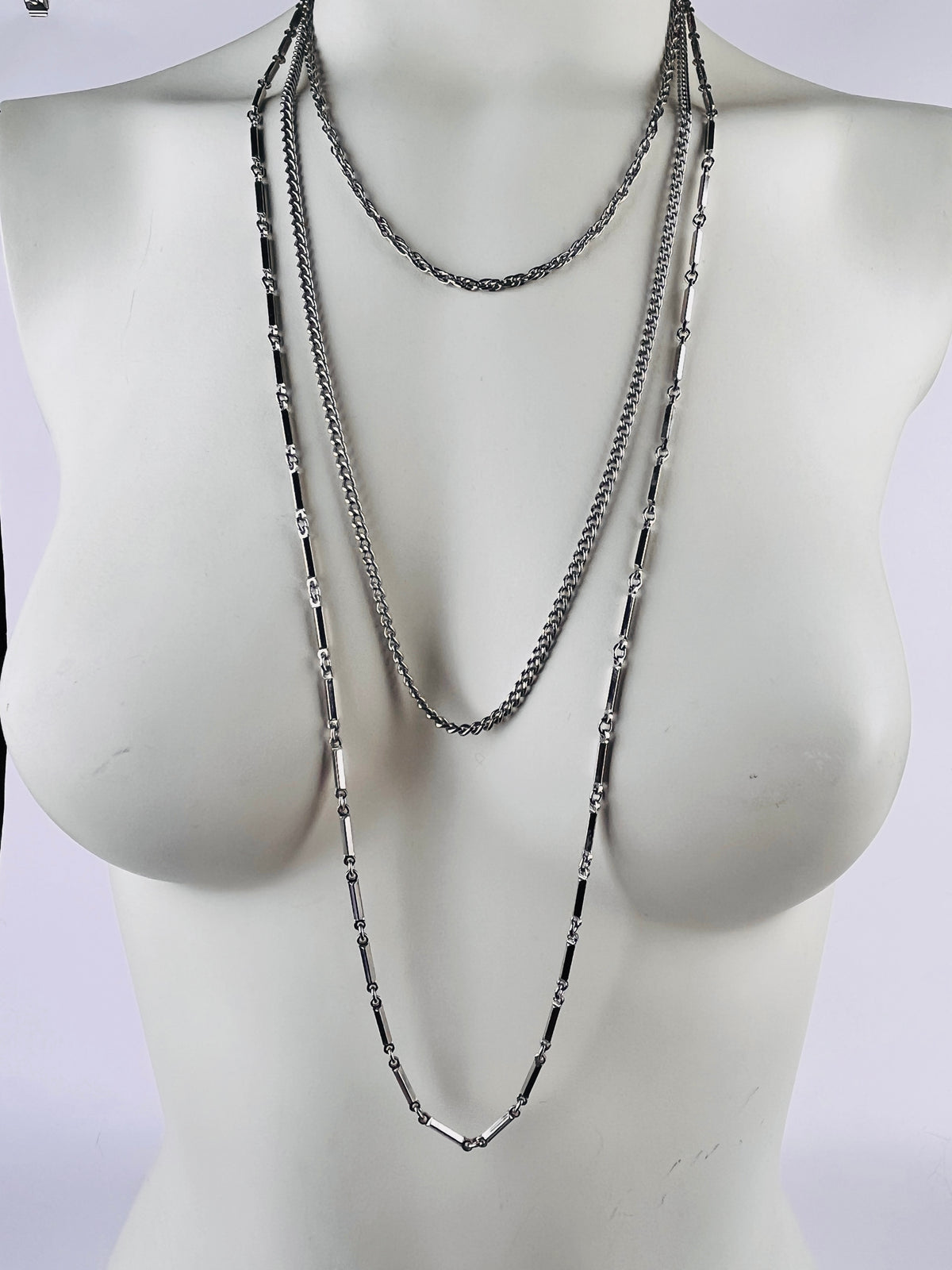 Vintage Silver Tone Multi-Chain Necklace