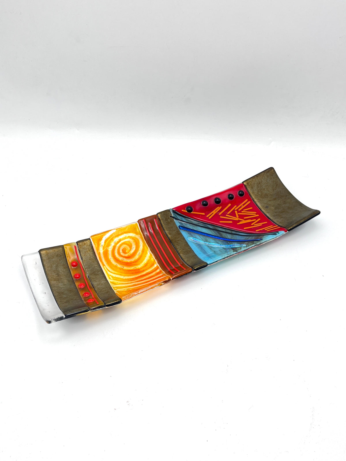 Vintage Handmade Fused Glass Tray