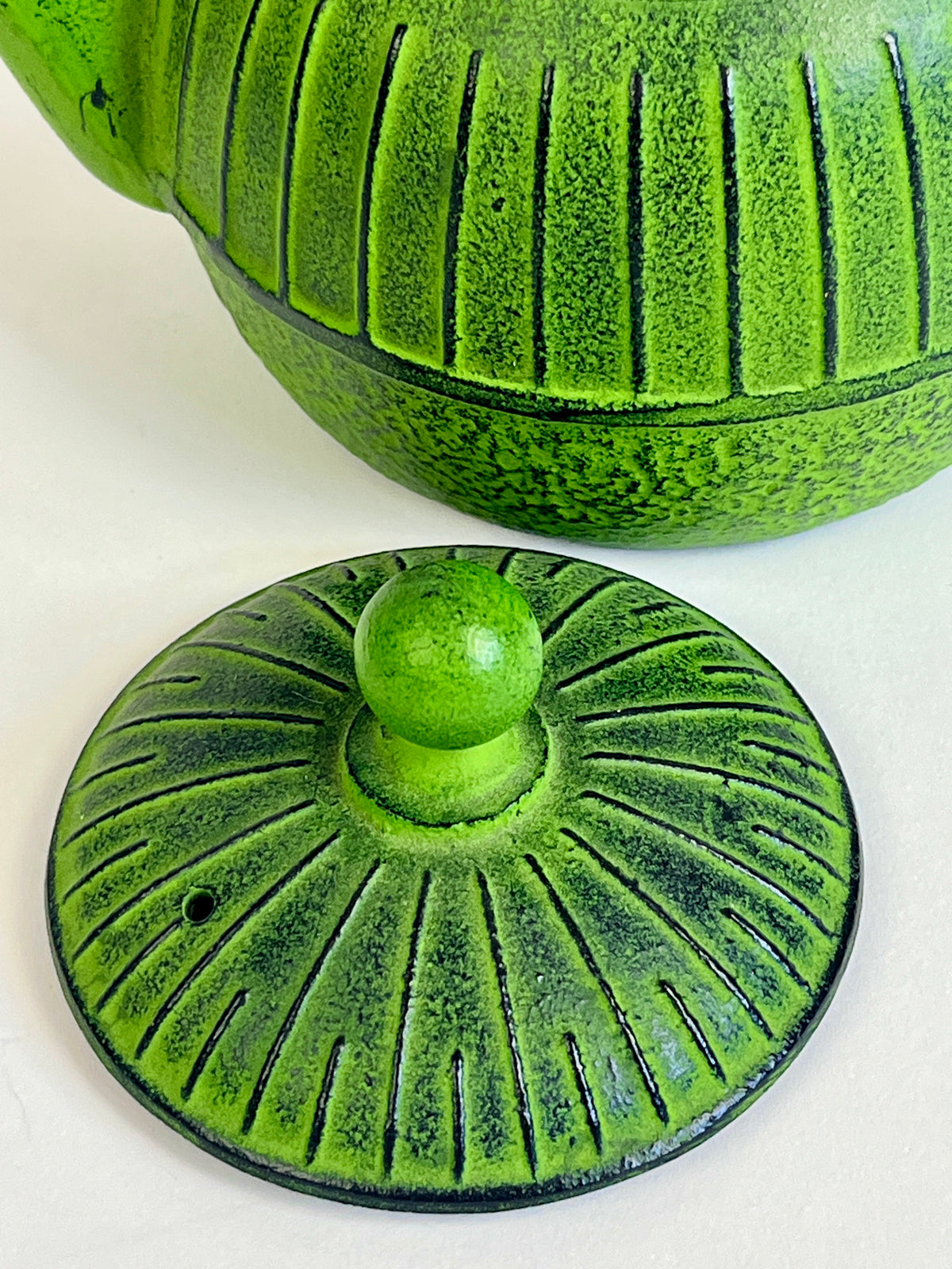 Vintage Japanese Nanbu Green Cast Iron Teapot and Cups