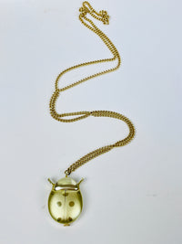 Vintage Ladybug Watch Necklace, Swiss Movement