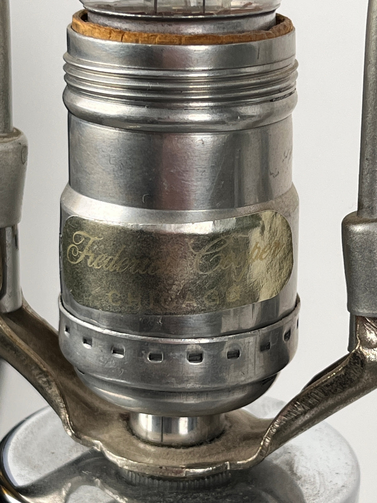 Vintage Lucite & Chrome Lamps with Shades by Frederick Cooper Chicago, A Pair