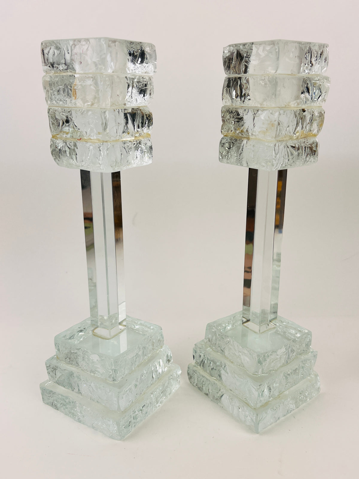 Postmodern Stacked Glass Candle & Toothpick Holder Set