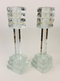 Postmodern Stacked Glass Candle & Toothpick Holder Set