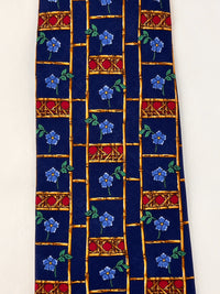 Christian Dior Vintage 90s Silk Tie, Flower and Bamboo Design