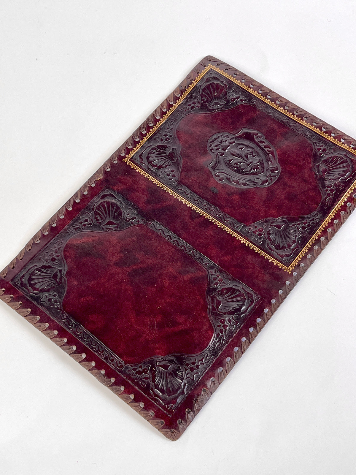 Vintage Italian Embossed Leather Book Cover