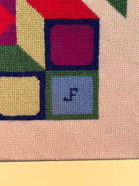 Vintage Handmade Vasarely Style Optical Needlepoint