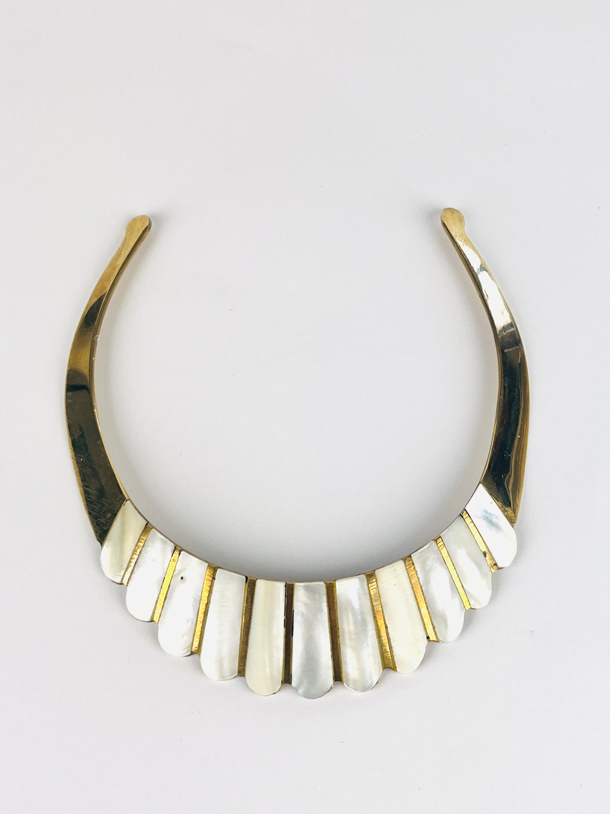 Vintage Brass & Mother of Pearl Necklace