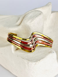 Vintage Modernist Mixed-Metal Taxco Cuff