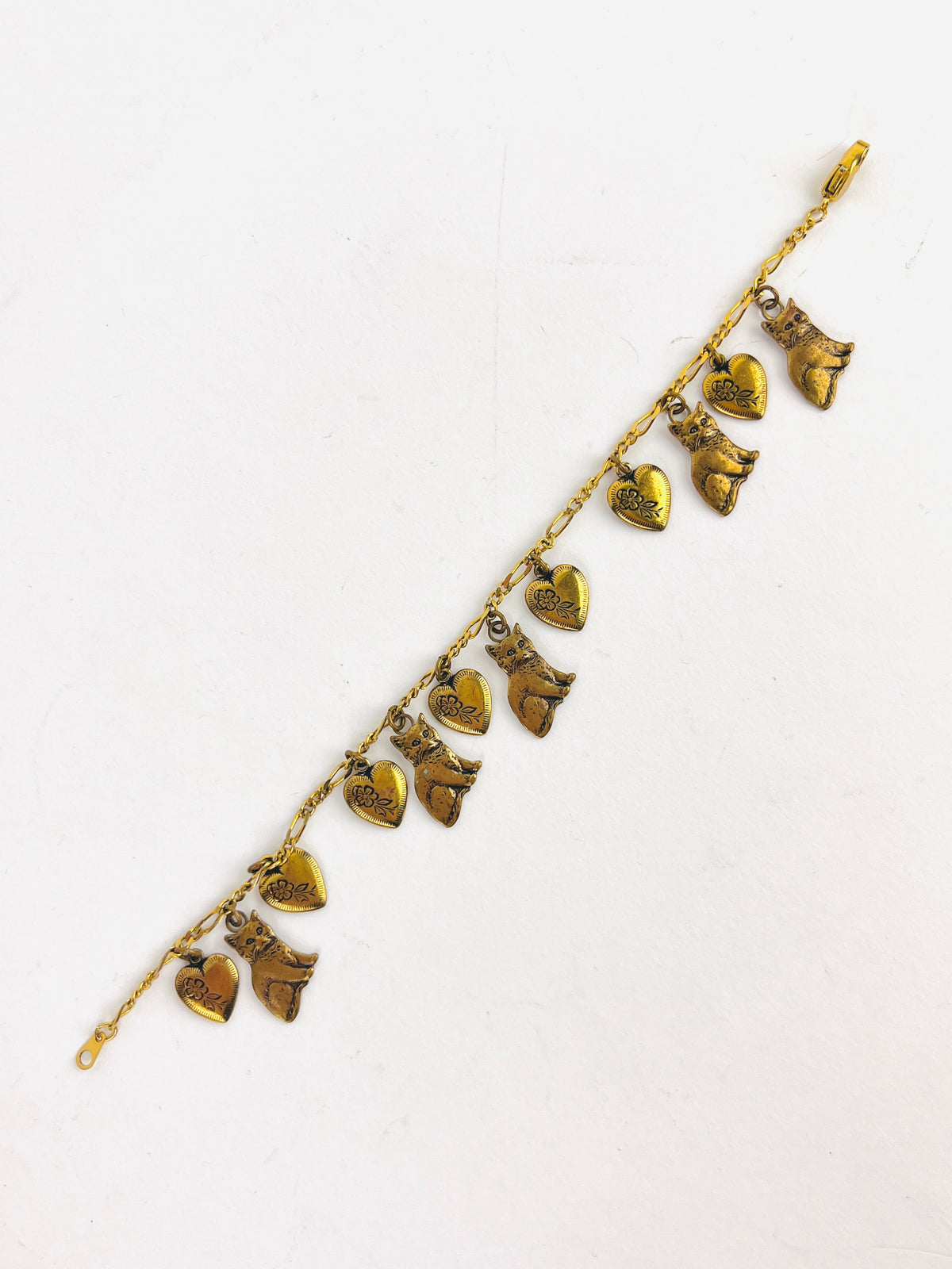 Vintage Cat Charm Bracelet