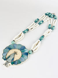 Vintage Mother of Pearl Peacock Necklace
