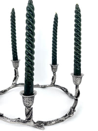 Vintage Round Candle Holder with Leaf Motif