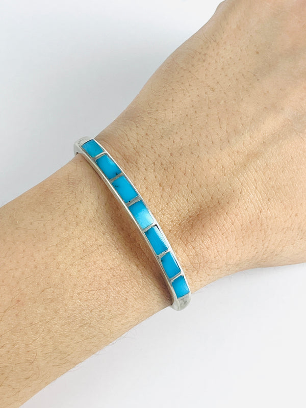 Vintage Sterling Silver & Turquoise Zuni Cuff Bracelet